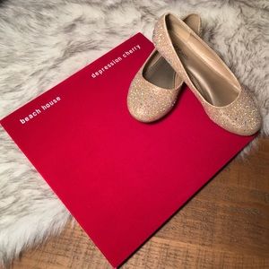 Champagne rose gold rhinestoned flats